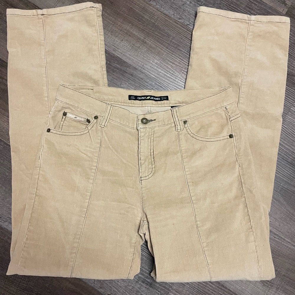 DKNY Tan Corduroy Straight Leg Jeans